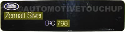 Close-up of Land Rover paint code label on a vehicle door jamb