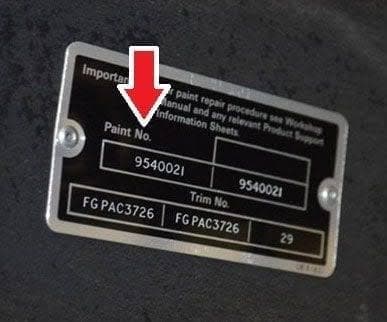 Close-up of Rolls-Royce paint code label on a vehicle door jamb